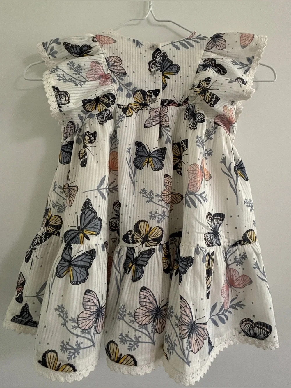 Little Girl Dress Butterfly Crochet Detail Lined Ruffles Dress 18M